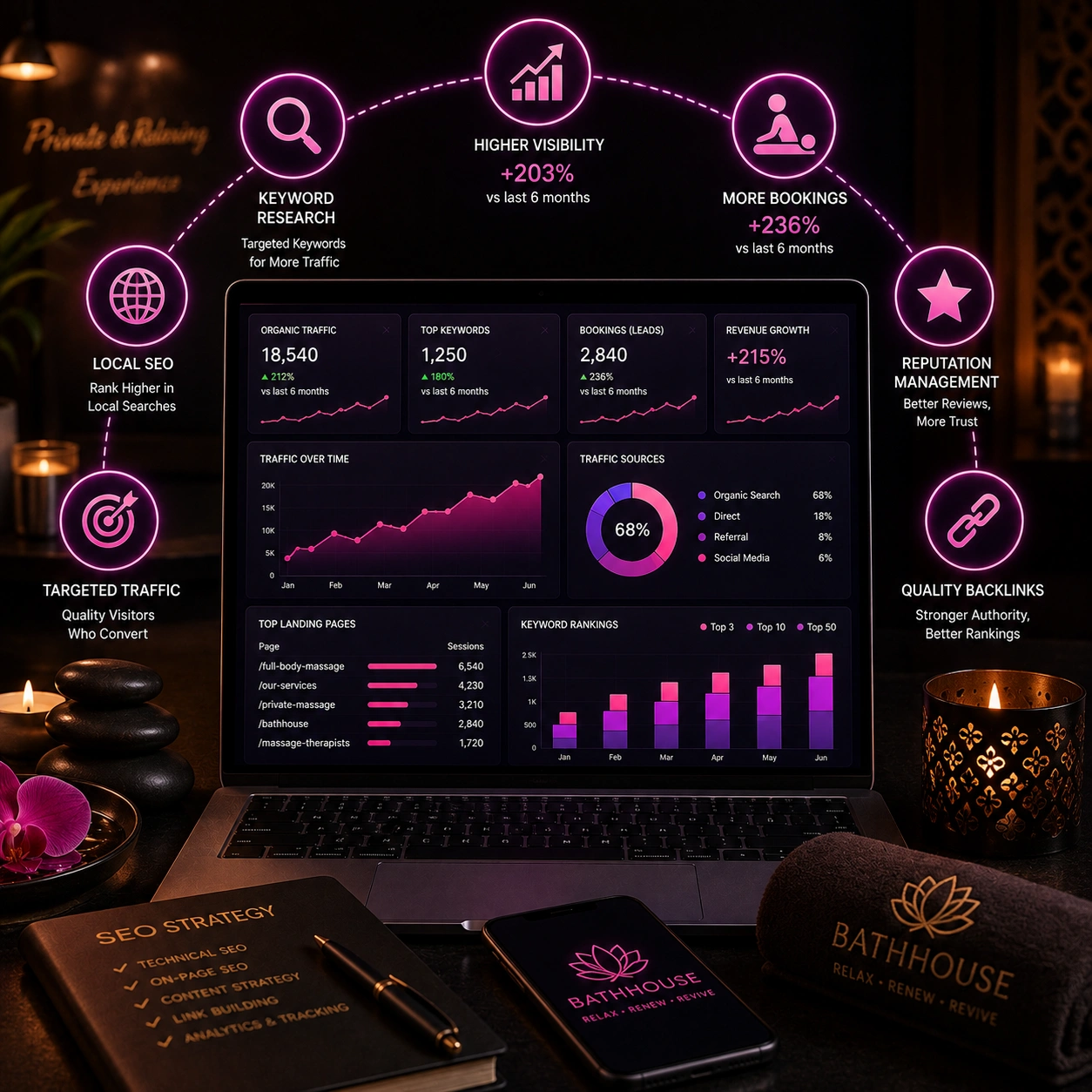 BathHouse – Full Body Massage Business SEO